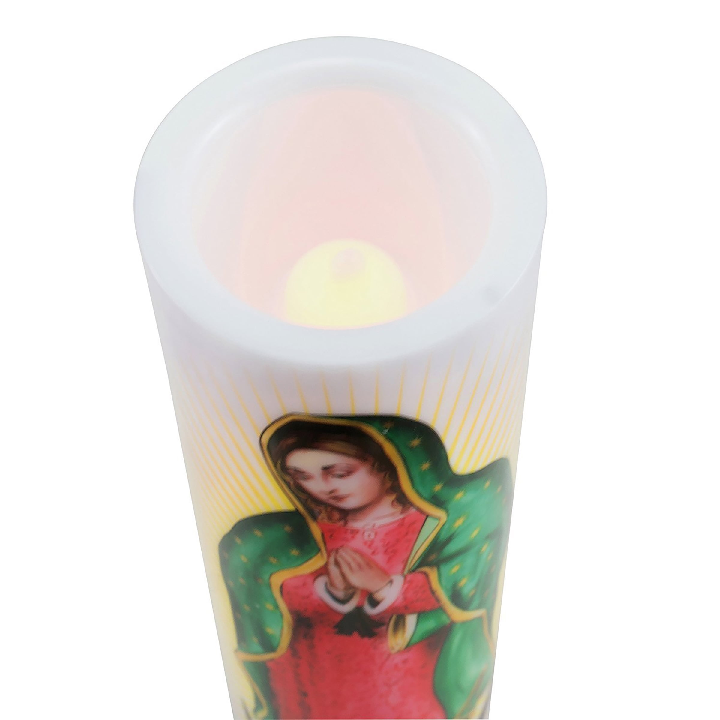 (2 pack) Stonebriar Flameless LED 8" Multi-color Religious Prayer Pillar Candle with Automatic Timer