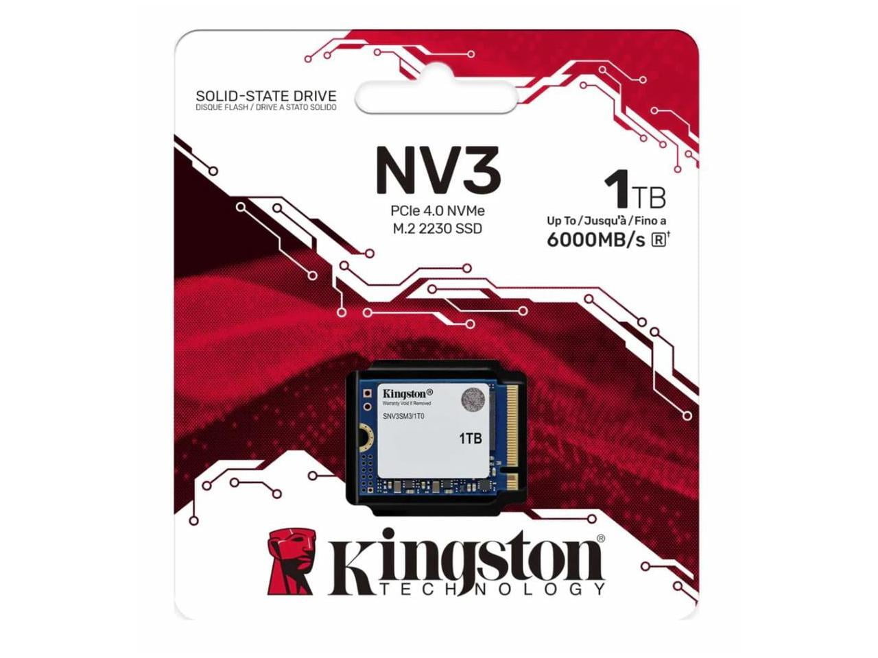 Kingston NV3 1 TB Solid State Drive - M.2 2230 Internal - PCI Express NVMe (PCI Express 4.0 x4) - Notebook, Desktop PC, Gaming Console Device Supported - 320 TB TBW