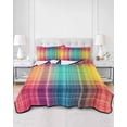 thumbnail image 3 of Colorful Plaid Full Size Down Alternative Comforter, Lightweight Comforter Quilt Bedding Set with Pillow Shams Modern Chic Rainbow Gradient Striped All Seasons Bed Comforter Duvet Insert 78"x90", 3 of 7