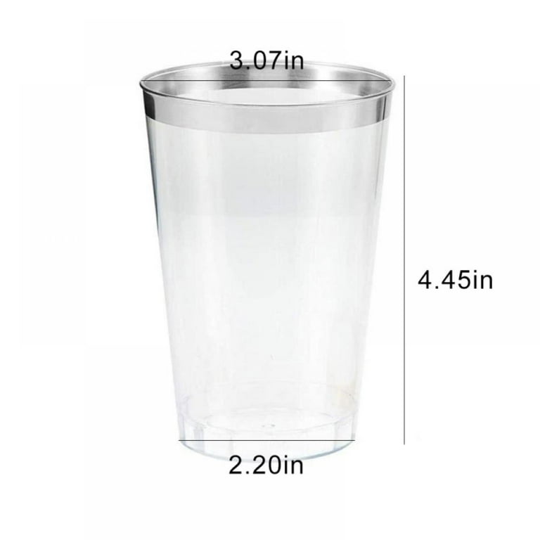 LIYH 100pcs 16oz Silver Plastic Cups,Clear Plastic Glasses Disposable,  Party Beer Cups, Elegant Crst…See more LIYH 100pcs 16oz Silver Plastic