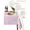 thumbnail image 2 of Pink White Stripe Table Cloth, Modern Minimalist Geometric Striped Waterproof Tablecloth for Square Tables, Reusable Washable Fabric Table Cover for Restaurant Kitchen Dining Tables 54"x54", 2 of 6