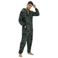 thumbnail image 4 of Men's Hooded Onesie Pajamas Adult One Piece Pjs Zip Up Jumpsuit Warm Full Zipper Long Sleeve Long Pants Thick Thermal Lounge Fuzzy Fleece Fall Winter Sleepwear Dark Green Small, 4 of 5