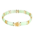 thumbnail image 5 of Forever Facets Genuine Jade Link 7.5" Bracelet in 18k Yellow Gold over Sterling Silver, Adult Female, 5 of 8