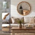 thumbnail image 3 of Perfnique Round Wavy Mirror, 24'' Wood Framed Circle Mirrors for Wall Decor, Tempered Glass Scalloped Mirror for Bedroom Living Room Entryway Nursery Decorative, 3 of 7