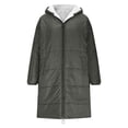 thumbnail image 3 of APEXFWDT Women's Sherpa-Lined Long Coat Full Zip Hooded Fleece Warm Puffer Coat Thicken Casual Parka Jacket for Winter Commute & Cold Outings,XXL,Dark Gray, 3 of 9