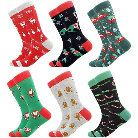 

Christmas Socks for Men Women Fun Cute Socks with Santas Reindeer Gingerbread Candy Canes Pattern Xmas Novelty Socks