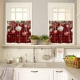 thumbnail image 5 of Christmas Kitchen Curtains and Valances Set, Rod Pocket Curtains Tier Farmhouse Window Curtains 36 Inch Length, Snowflake Flowers Ball Red Black Buffalo Plaid 3 Piece Kitchen Curtains Set, 5 of 6