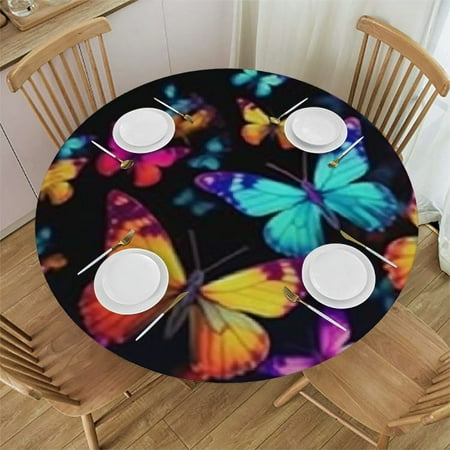 

SHERONV Butterflies Round Table Cover Stain Resistant Washable Perfect for Indoor Outdoor Tablecloth Kitchen Dining Wedding Parties 100% Polyester Full Width Single-Sided Printing Tablecloths 42 -46