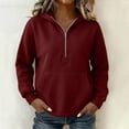 thumbnail image 6 of CHGBMOK Half Zip Hoodies for Women Long Sleeve Drop Shoulder Sweatshirt Loose Casual Pullover with Pocket, 6 of 6