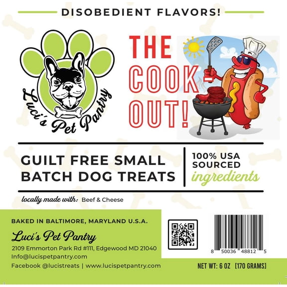 The Cookout "Cheeseburger Biscuits" Dog & Puppy Treats! 6 oz. Treat Bag of Yummy Goodness!