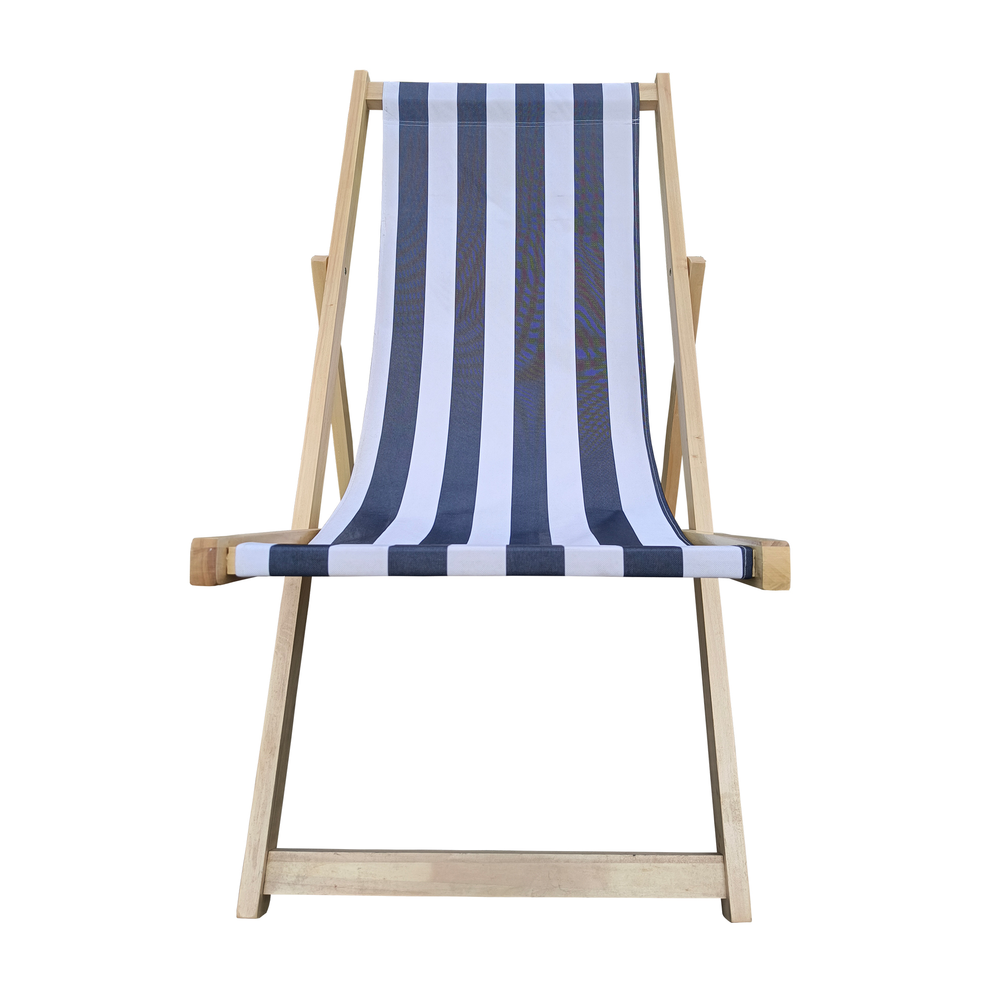 MONSTRUNO Stripe Chaise Lounge Chair - Garden Outdoor Folding Lounge Chairs Wood, Stacking Sling Chaise Lounge, Dark Blue - image 4 of 7
