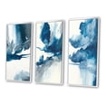 thumbnail image 3 of Designart "Solitary Majesty in Imperial Blue Splendor I" Abstract Liquid Ink Framed Wall Art Set Of 3 - Blue Modern Frame Canvas Set For Living Room Decor, 3 of 6