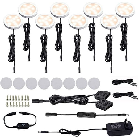 

AIBOO LED Under Cabinet Puck Lights Kit with Touch Dimming Switch (8 Lights Warm White)