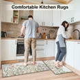 thumbnail image 6 of 2 PCS Kitchen Rugs and Mats, Floral Cushioned Anti-Fatigue Kitchen Rugs, Waterproof Non-Slip Washable Flowers Kitchen Mats for Kitchen Floor Laundry Office (17.3"x30"+17.3"x47"), 6 of 6