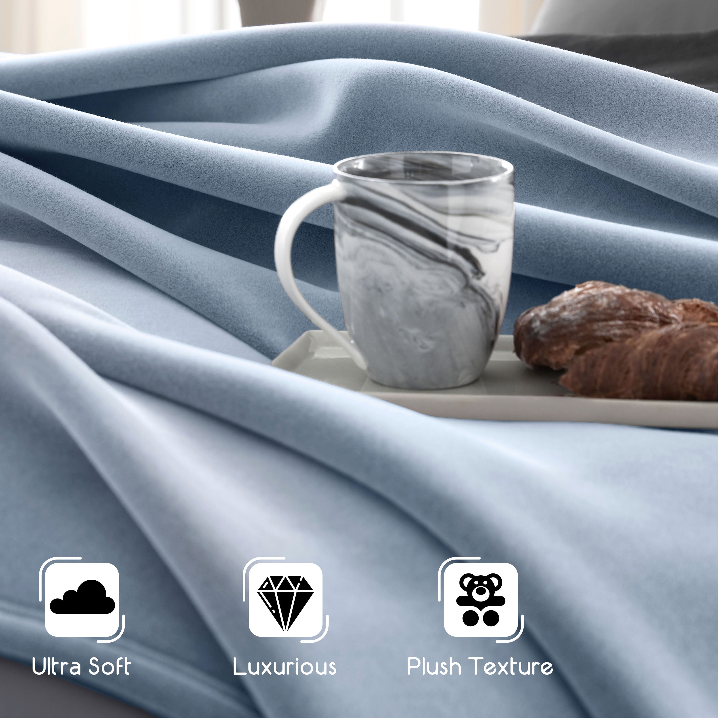Soft All-Season Fleece Throw Blanket – Cozy Layering Bed Blanket – Twin Size – Blue