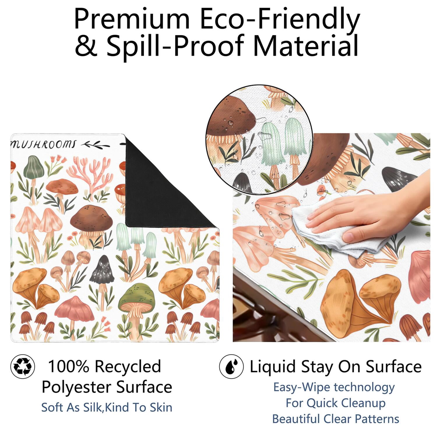 Plants Inspired Game Table Mat Measuring 31.5x31.5 Inches Made of Rubber Material with Anti-Slip Non-Slip Backing and Noise Reducing Qualities for Tiles Cards