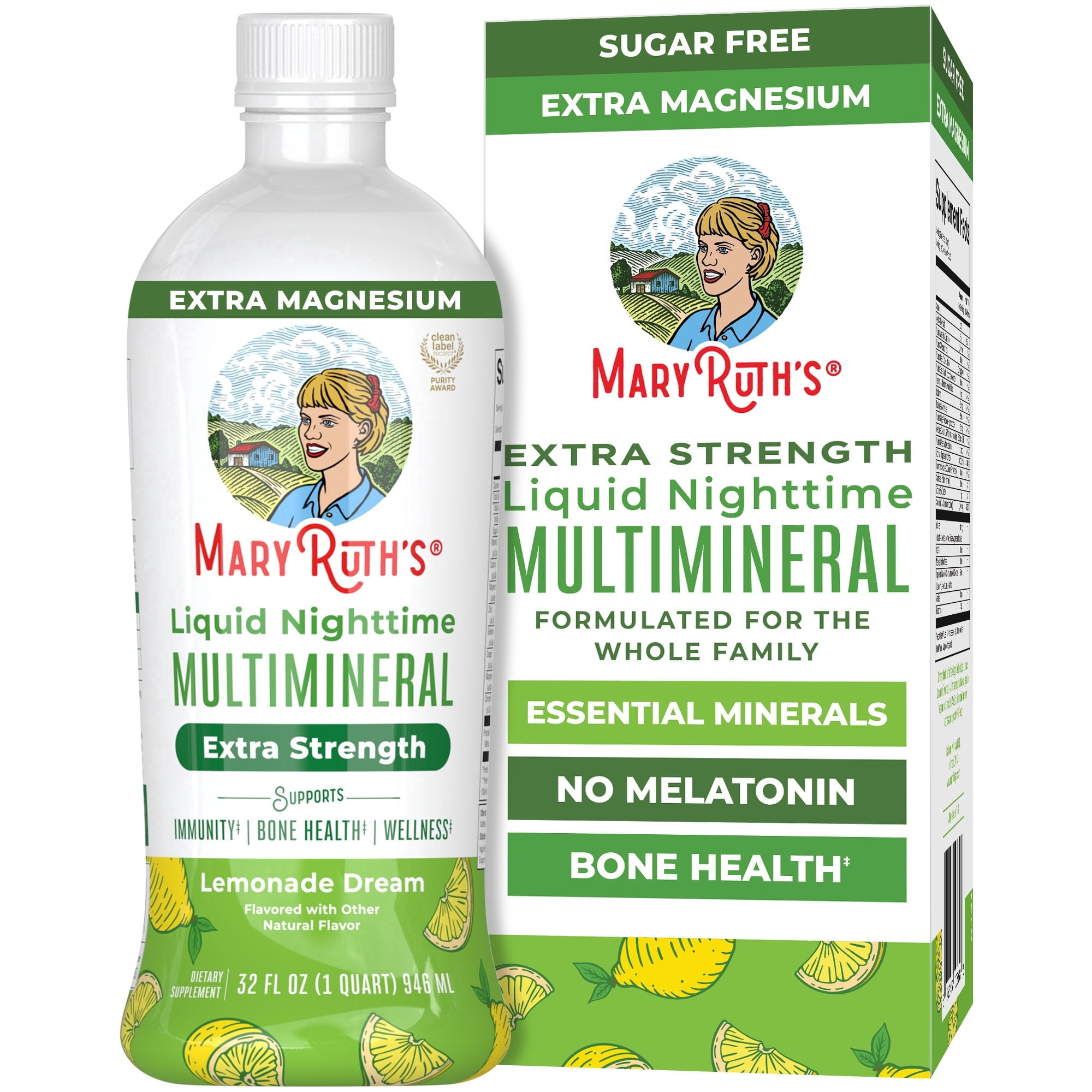 MaryRuth's Nighttime Multimineral Supplement, Magnesium, Muscle Relaxation, Extra Strength, Lemonade, 32 Fl Oz