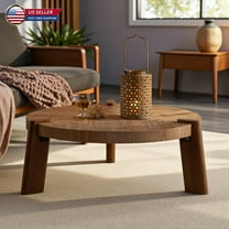 Hassch 36.6" Round MDF Coffee Table in Natural Wood Finish, Modern Rustic Accent Center Table, for Living Room, Small Space