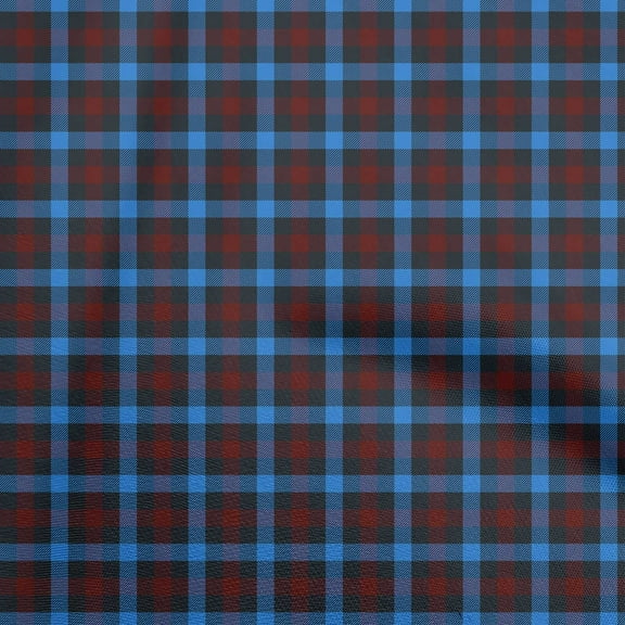 oneOone Polyester Spandex Blue Fabric Check Sewing Craft Projects Fabric Prints By Yard 56 Inch Wide