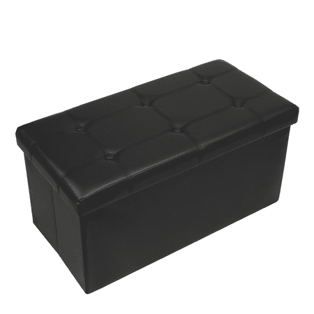 Otto & Ben 30 Inch Button Design Memory Foam Folding Storage Ottoman Bench with Faux Leather