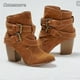 thumbnail image 4 of Maogu, zapatos informales con hebilla para mujer, botas cortas Chelsea para mujer, calzado de otoño con tacón grueso, botines Vintage de tacón alto para mujer 2024, 4 of 5