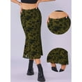 thumbnail image 2 of DARING DIVA Women's High Waist Bodycon Mesh Fishtail Midi Skirts XS Olive Green, 2 of 6