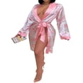 thumbnail image 1 of Women Silk Satin Robe Bathrobe Gown Kimono Sleepwear Pjs Lingerie, 1 of 6