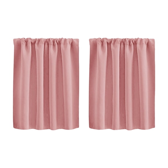 Blackout Short Window Tier, 29.9in x 36.2in Solid Color High Precision Cafe Curtain Panel, Room Partition Drape, Light Blocking Fabric Shielding Pink