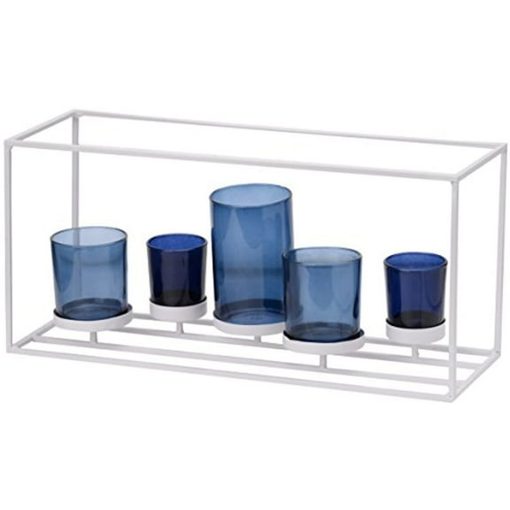 A&B Home Urupa Five-Votive Candle Holder-Color:Matte White,Style:Coastal