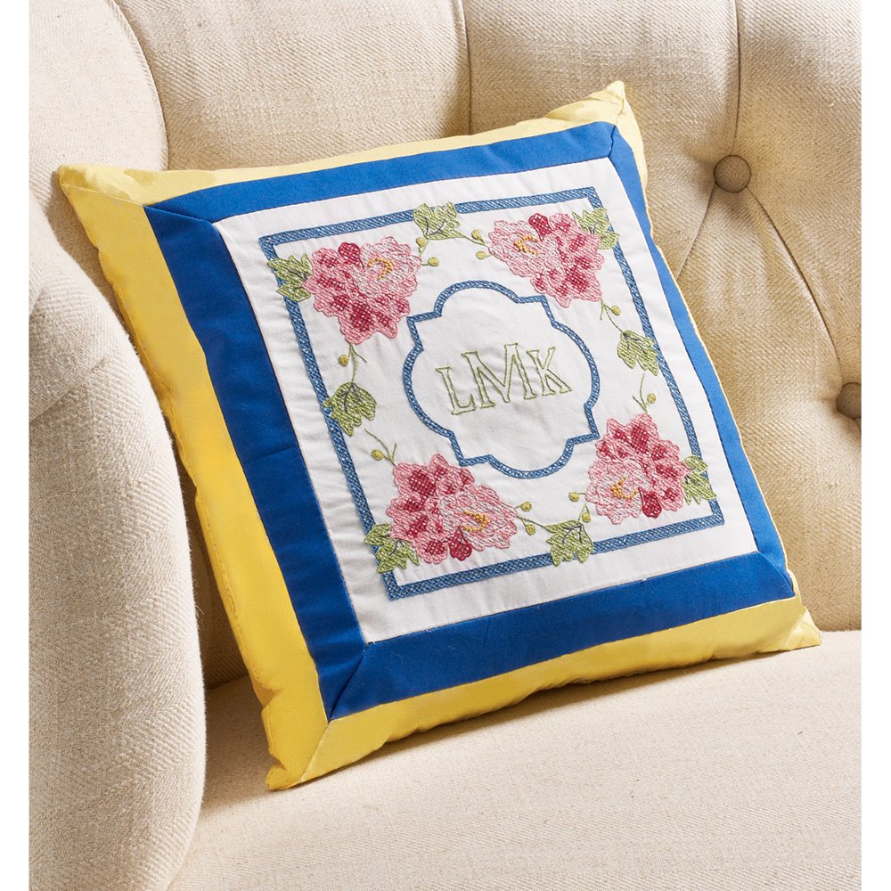 Stamped embroidery monogram pillow kit 10x10waverlycharmed Stamped embroidery monogram pillow kit 10x10waverlycharmed