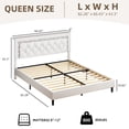 thumbnail image 5 of 4 EVER WINNER Queen Bed Frame with Storage Headboard, Faux Leather Bed Frame with Diamond Tufted Headboard and LED Lights,Wooden Slats Support, Noise Free, No Box Spring Needed, Easy Assembly, White, 5 of 6