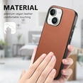 thumbnail image 6 of Designed for iPhone 15 Plus Classic Case, Slim Leather Luxury Business PU Non-Slip Texture Grip Shockproof Bumper Protective Phone Cover Men Women For iPhone 15 Plus,Brown, 6 of 8