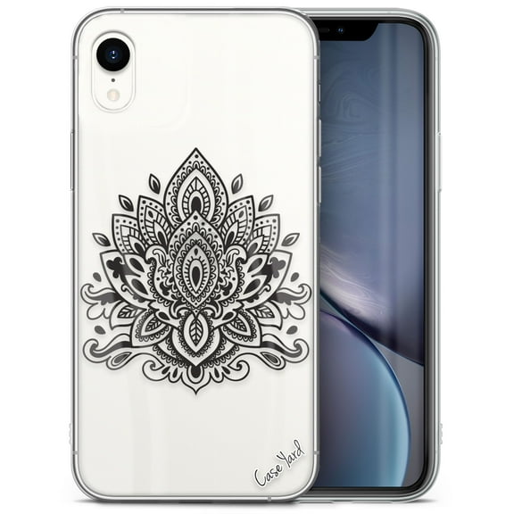 Case Yard iPhone-XR Case Clear Soft & Flexible TPU Ultra Low Profile Slim Fit Thin Shockproof Transparent Bumper Protective Cover Drop Protective Cell Phone Cases (Lotus Mandala)