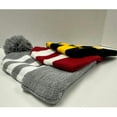 thumbnail image 5 of Knit Collegiate Rugby Striped Winter Scarf & Beanie Hat Set - Navy / Golden Yellow, 5 of 9