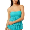 thumbnail image 2 of Island Escape TURQUOISE Sky Above Tiered Crochet Tankini Swim Top, US 8, 2 of 2