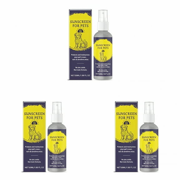 ACDANC 3 Pcs Spf 50 Pet Sunscreen Lotion Bottle Sun Protection for Pets 50 Ml | Moisturising Sunscreen for Dogs and Cats | Dog Nose & Paw Balm Sun Cream