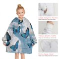 thumbnail image 6 of Lightblue Butterfly Sparkle Pattern Blanket Hoodies for Kids 6-13YR Oversize Wearable Blanket Hoodies for Boys Girls Teens, 6 of 7