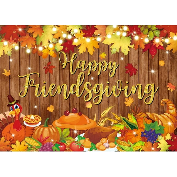 Happy Friendsgiving Backdrop Fall Pumpkin Maple Leaf Turkey Friendsgiving Photography Background Friends Gathering Autumn Harvest Party Decorations Supplies