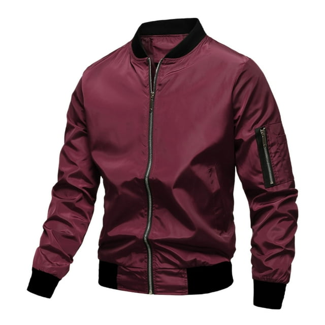 SHIXIAOO Male Solid Color Autumn and Winter Long Sleeved Jacket with Windproof Zipper Cover Baseball Jacket Outdoor Jacket Men Man's Jacket