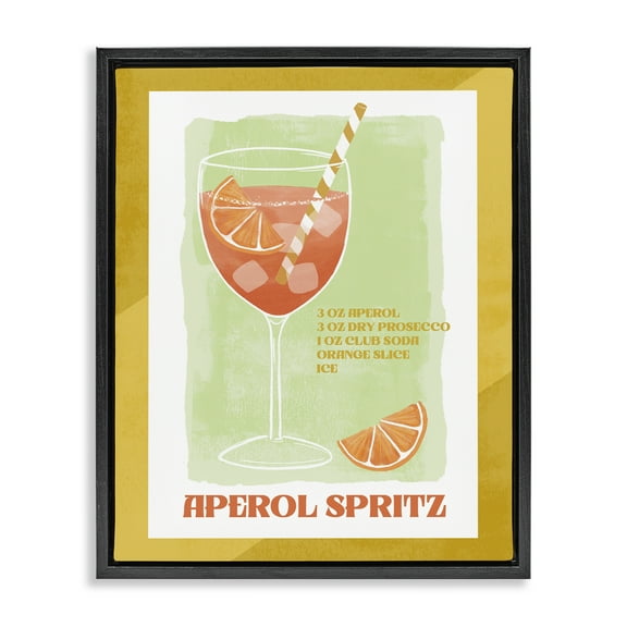 Stupell Industries Retro Aperol Spritz Recipe Food & Beverage Painting Black Floater Framed Canvas Art Print Wall Art, 17 x 21