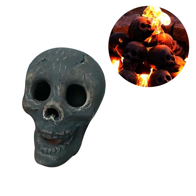 Os de Tête Humaine Simulé Ignifuge en Céramique, Squelette de Foyer en Bûche pour Feu de Camp, Décoration de Foyer
