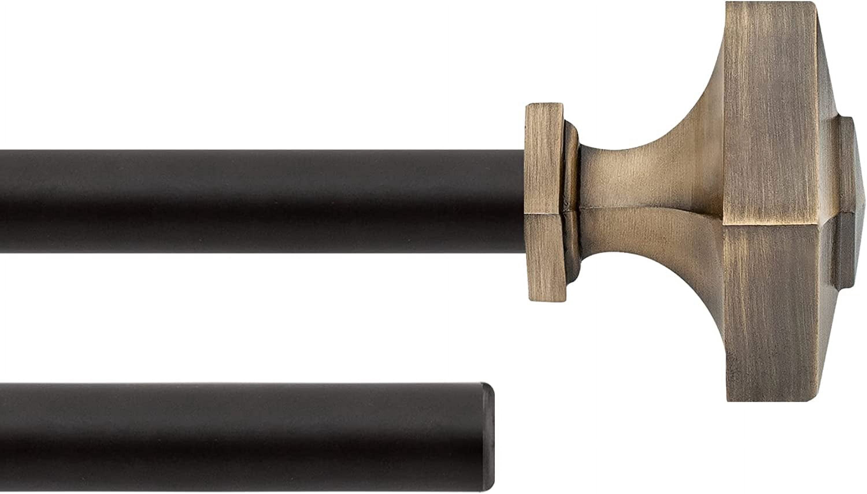 Deco Window 36 to 66 inches Extendable Double Curtain Rod for Door with Square Finials (19mm Dia, Antique Brass)
