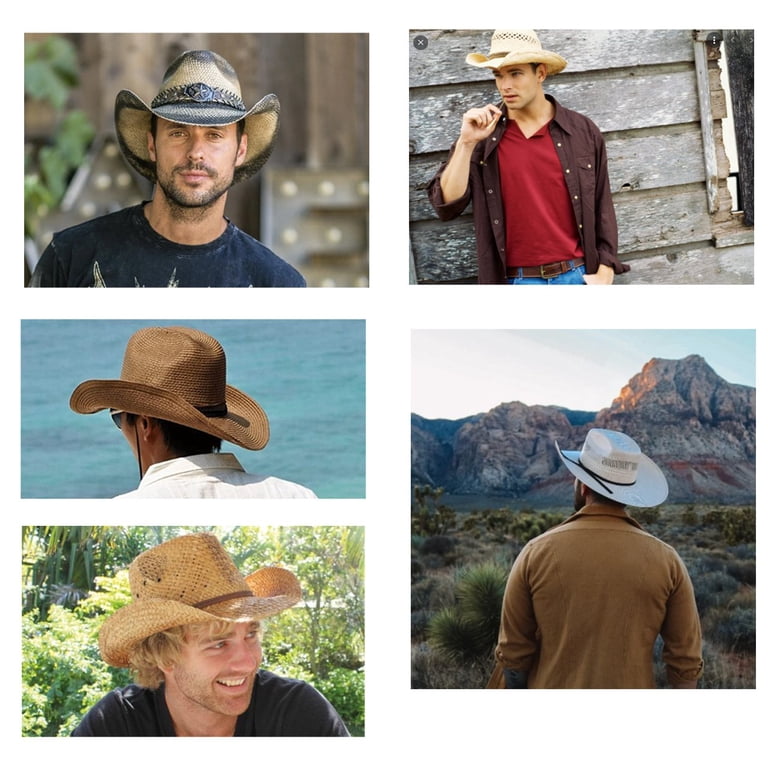 4431 Straw Cowboy Hat Men Cowgirl Hats Women Sun Sombreros Vagueros Straw Cowboy Hat for Men Women Wide Brim Western Straw  main image 4