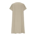 thumbnail image 7 of Linen Dresses for Women Summer Causal Short Sleeve Midi Dress Cre W Neck Solid Color Fashion Beach Vacation Clothes, 7 of 7