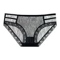 thumbnail image 3 of Rohuuque Women's Black Lace Panties Sheer Mesh Panel Cut Out Details Breathable Cotton Lined Low Rise Cheeky Briefs Black A, 3 of 3