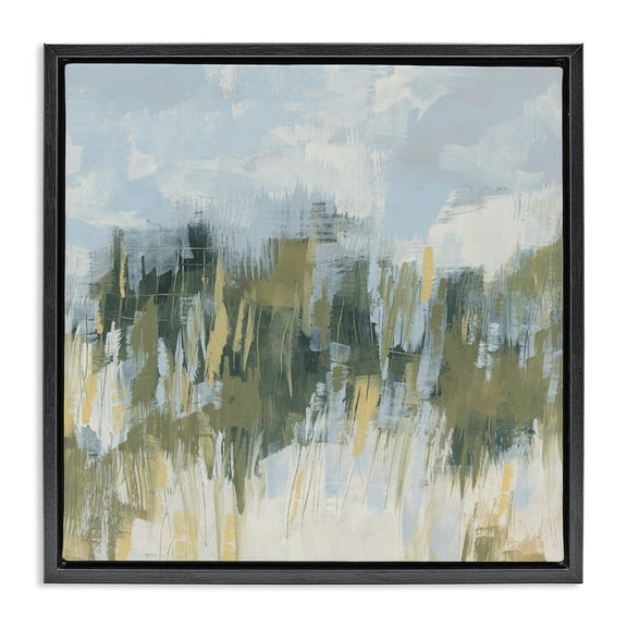 Stupell Industries Contemporary Abstract Grassy Landscape Black Floating Frame Canvas Art, 18 x 18, by June Erica Vess