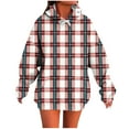 thumbnail image 2 of Sakmal Women Hooded Sweatshirts Red Fall Tops Plaid Comfy Hoodies for Women, 2 of 5