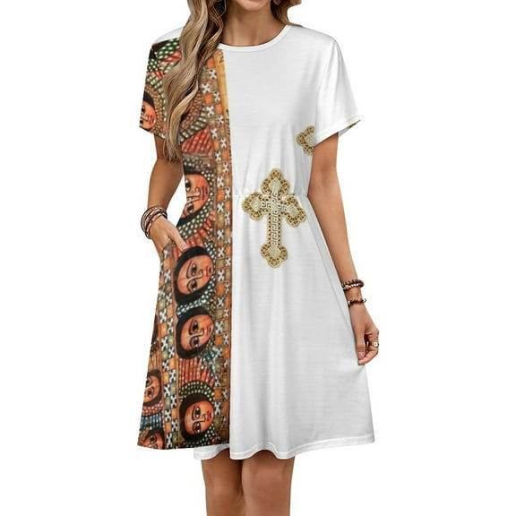 Ethiopian Fashion Women's Dress Short Sleeve Summer Sundress Summer Women Clothes