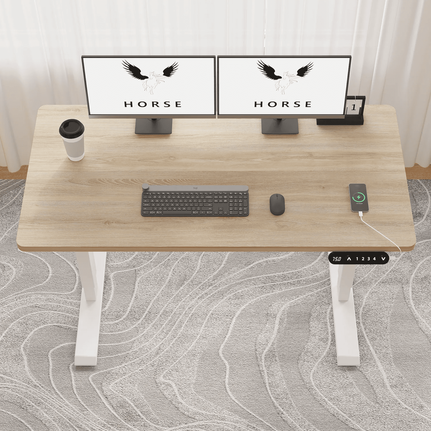 Height Adjustable Standing Desk, 48 inch Single Motor Electric Desk with Memory Preset, 180 lb Load Capacity for Adults & Teens, Home Office