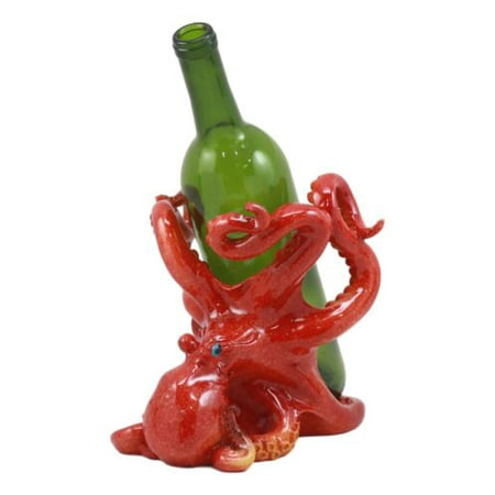 Wide Wing - Ebros Nautical Red Octopus Wine Holder 8